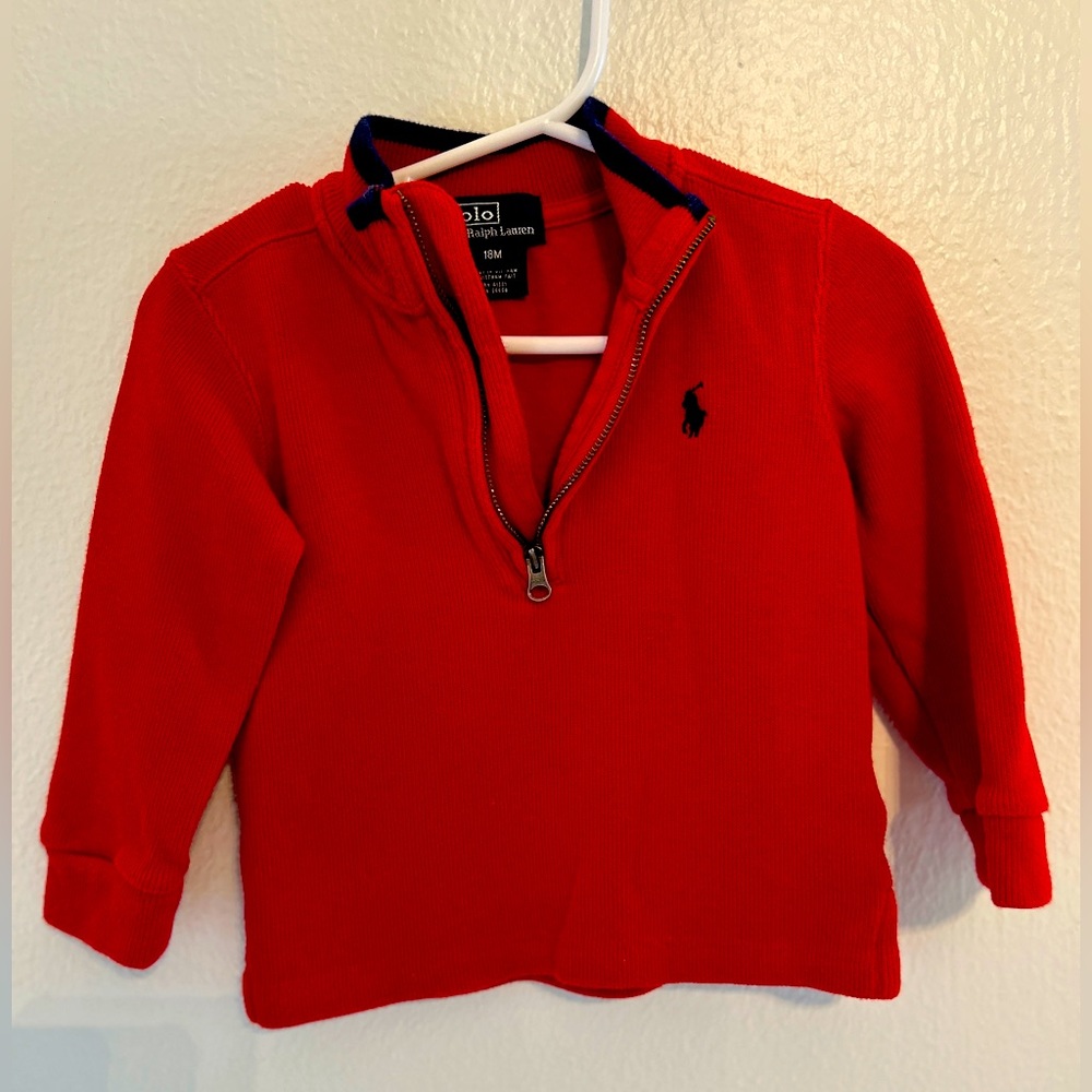 Polo red pullover with zipper